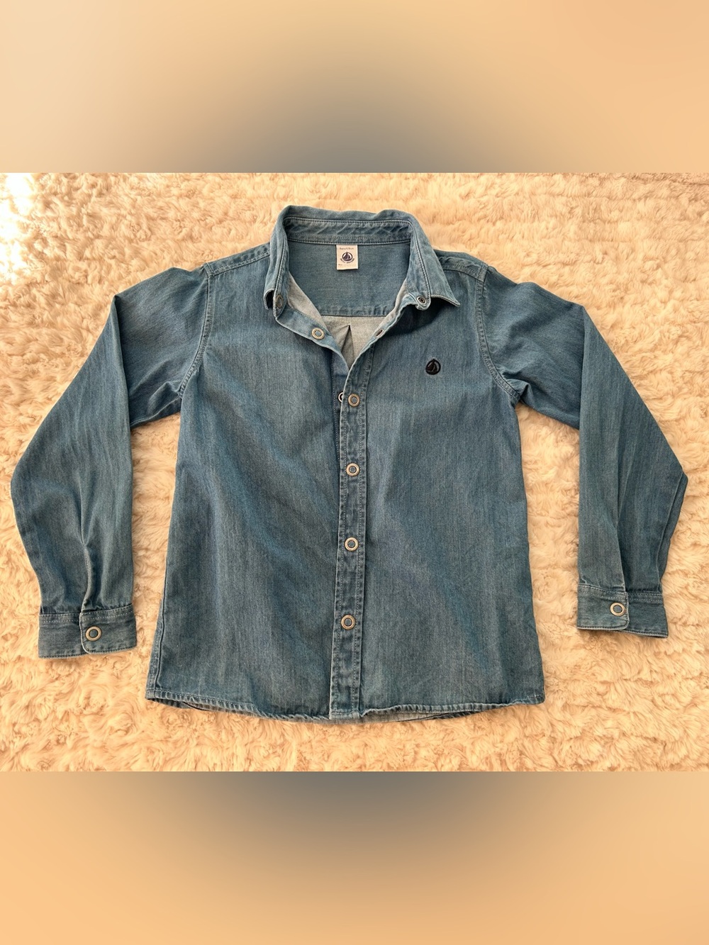 Petit Bateau Denim Button Down in Blue